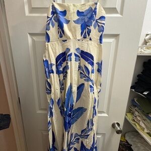 FARM Rio Blue and White Maxi Skirt Fit and Flare Resort Wear